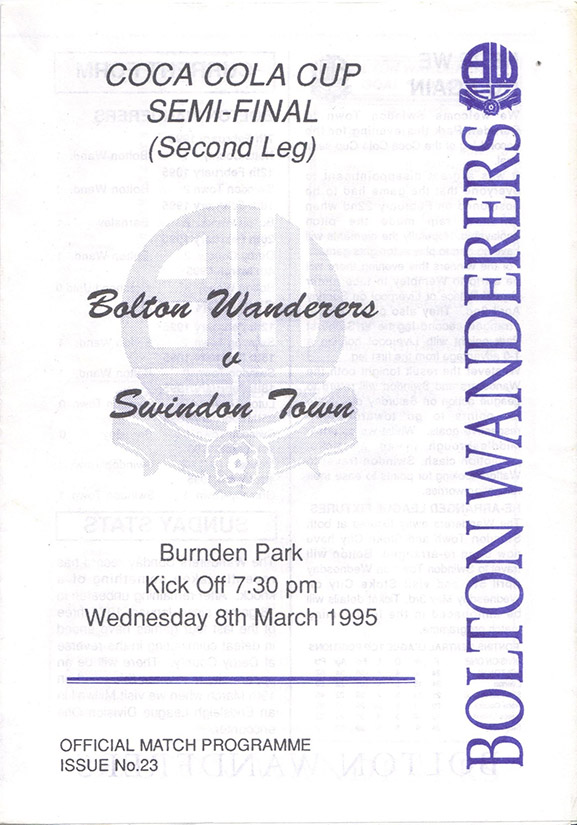 <b>Wednesday, March 8, 1995</b><br />vs. Bolton Wanderers (Away)
